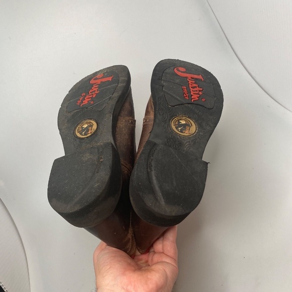 Justin Gypsy Red Cowboy Boots Women Size 10 1/2 B - Round Toe  - L9921 - Picture 12 of 16